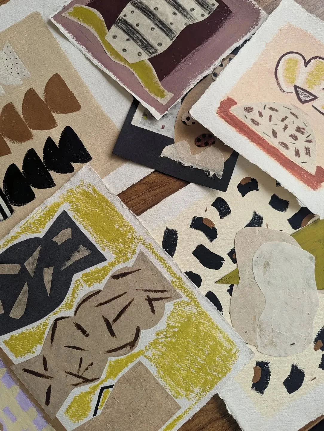 New collages! Assembled very gradually, from paintings and cut outs that I've been accruing and adding to over a few years in some cases. Over time they have come together in a way that now just feels right. Will be on my website some time this week.