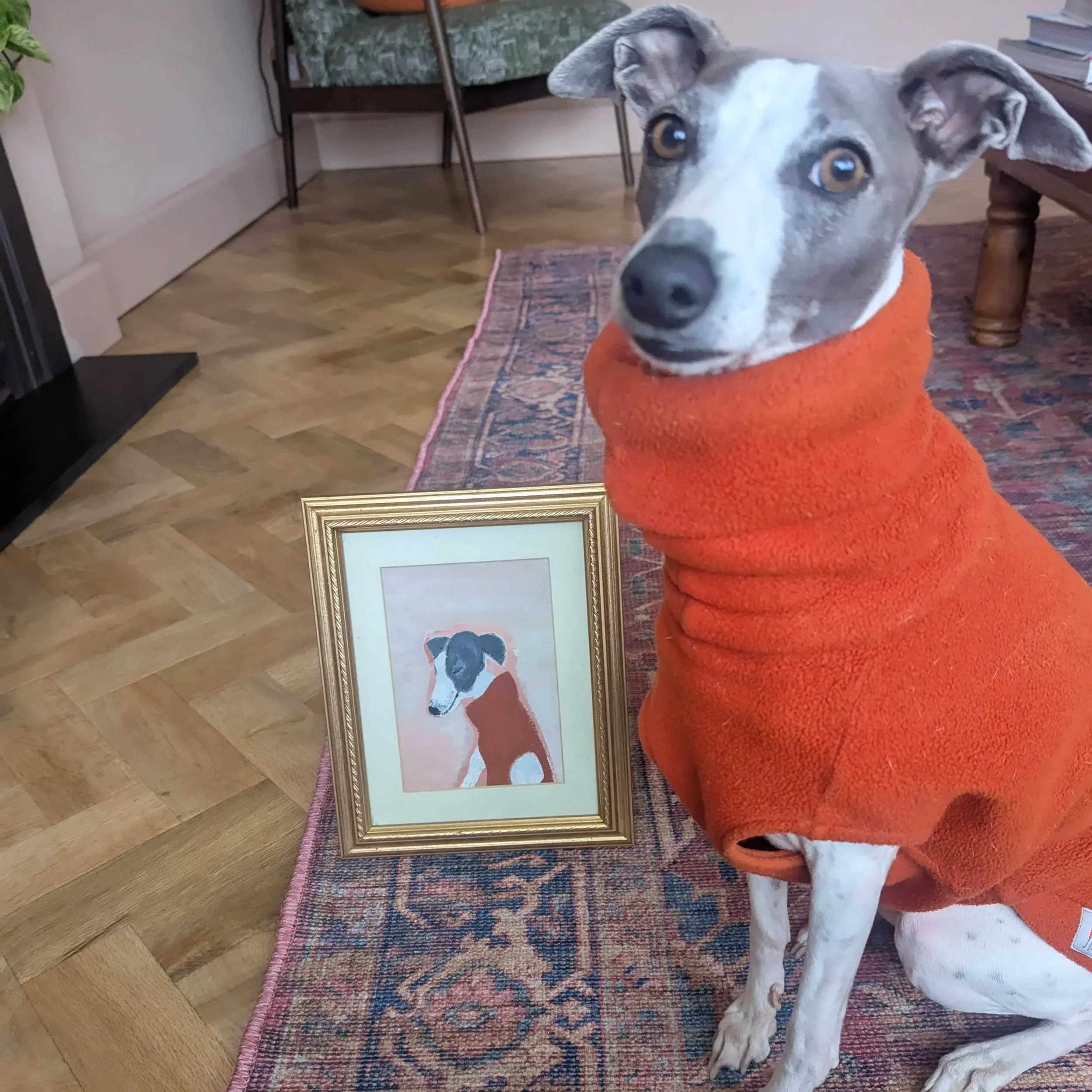 The model and her portrait.