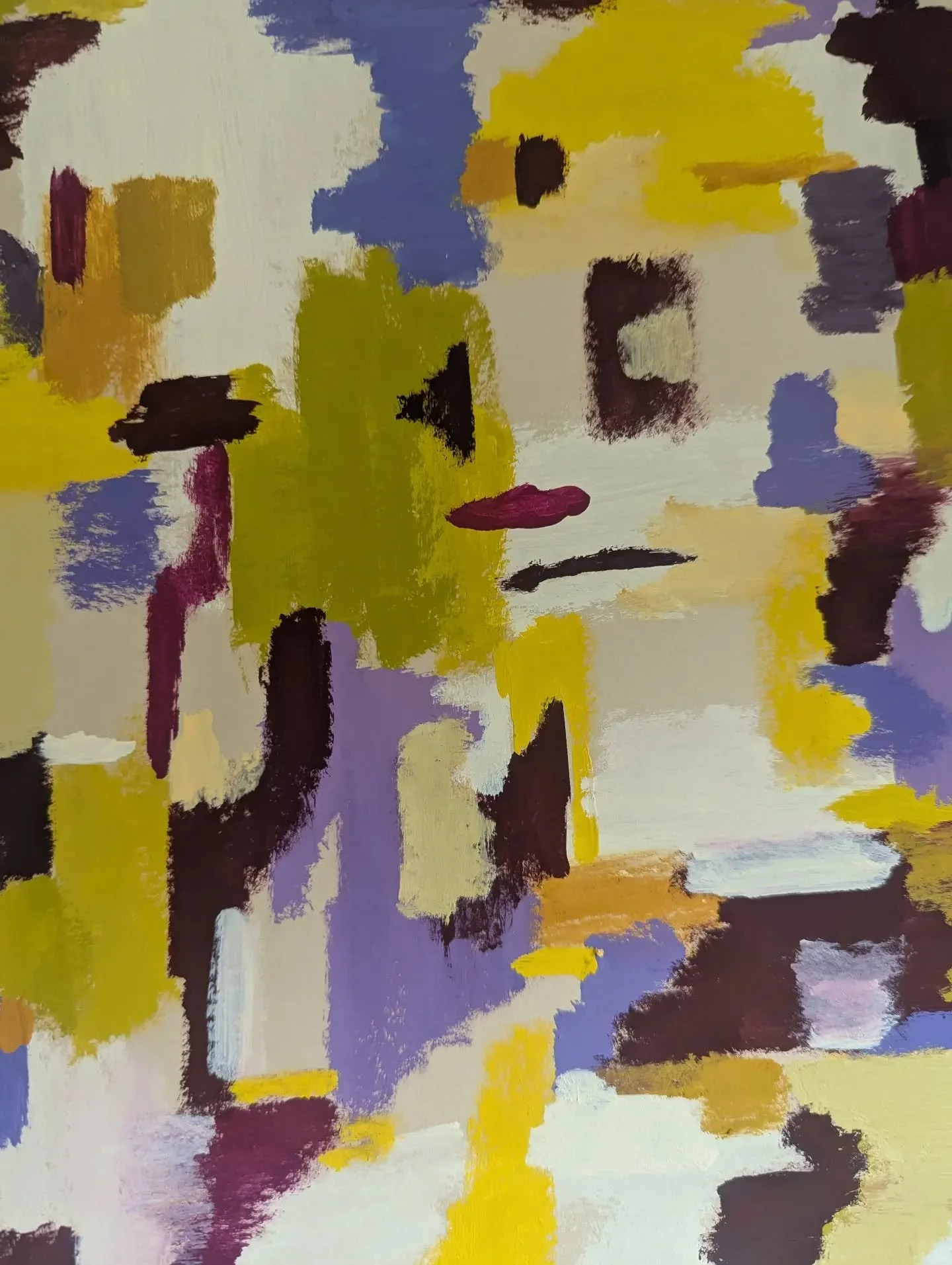 Detail from a new painting, acrylic and gouache on paper, approx 36 cm x 53 cm.
I like the bit that looks like a tragic snowman face. ⛄
