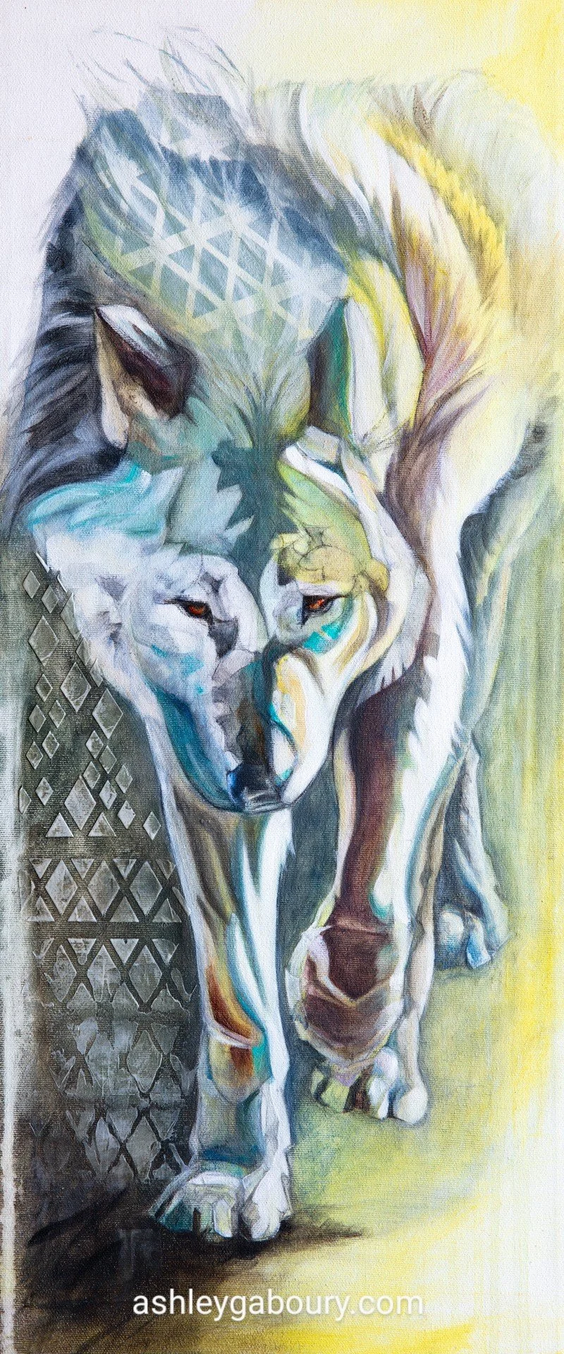Mountain Wolf, 10 x 24, Mixed Media