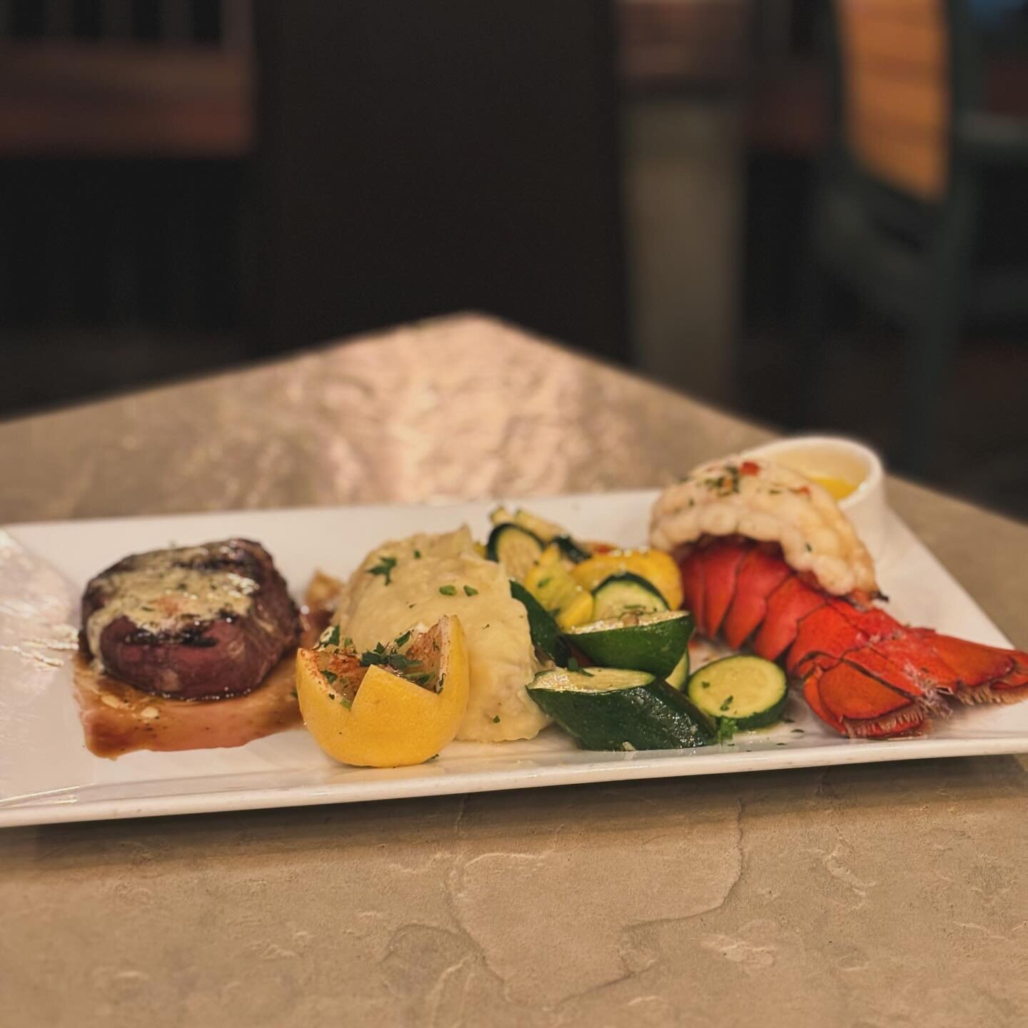 Wednesday night is Surf &amp; Turf night! 🦞 5oz Filet Mignon &amp; 6oz Canadian Lobster tail with mashed and veggies $34.95 #paradisebeachgrillecapitola #surf&amp;turf #dinnerspecial