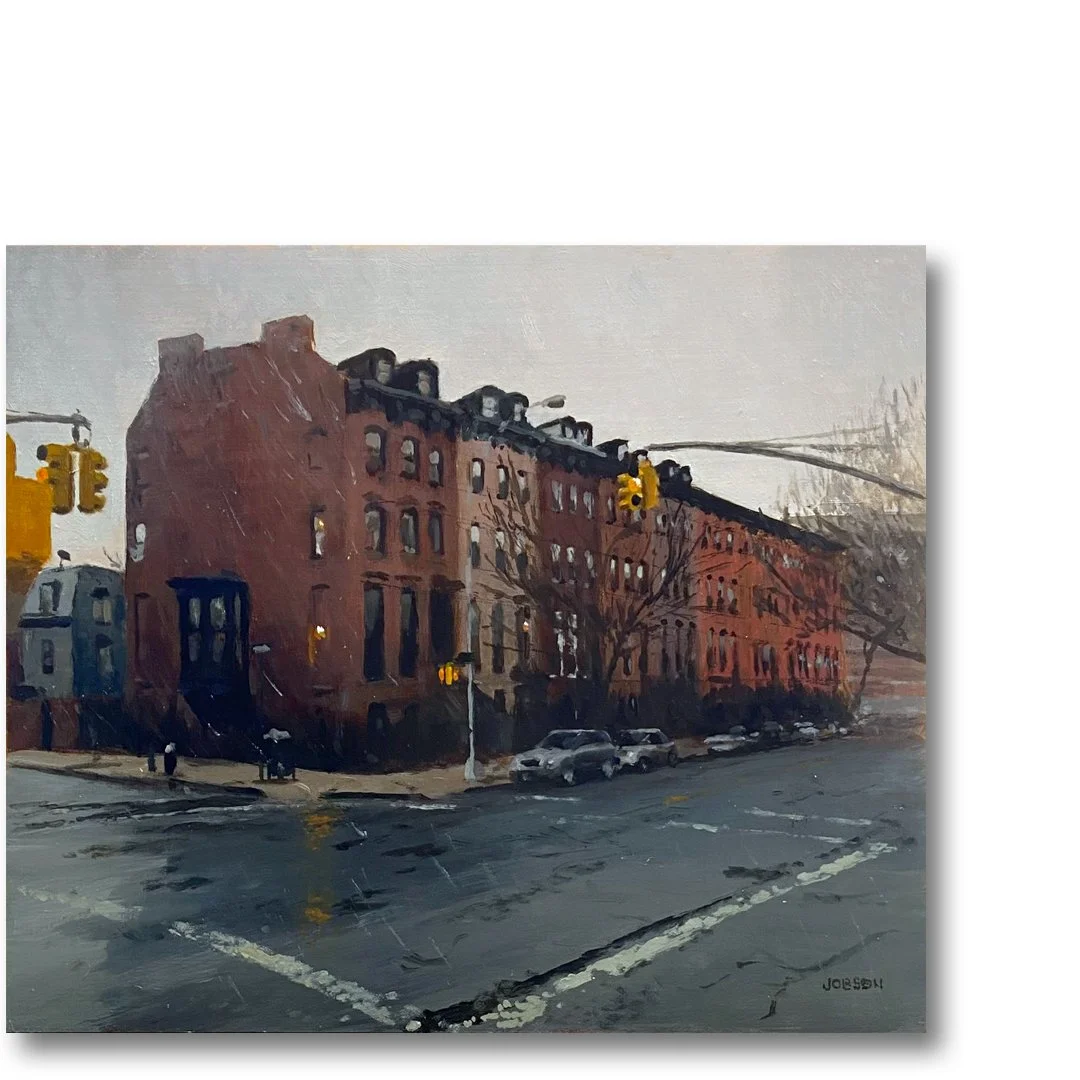 Wintry Brooklyn Mix, 8" x 10" Oil on Panel. $450