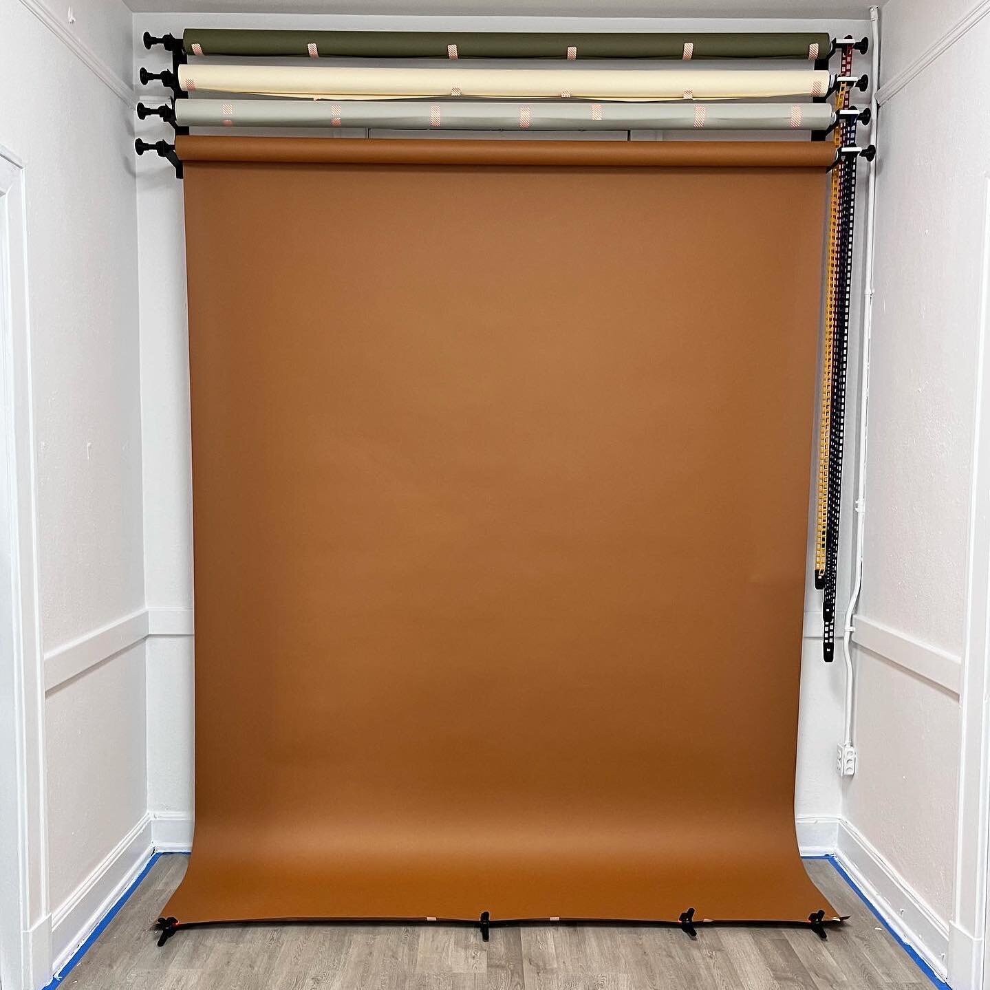 Photo side of the studio is tiny, will be a single backdrop for simple, minimalist portraits&mdash; come check it out this week for First Friday and hop in front of the camera for our pop up portrait session!