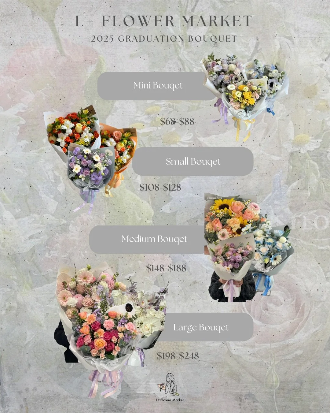 Graduation season is here ✨

Celebrate their milestone with a bouquet as special as the moment.

Our 2025 Graduation Bouquet Collection is thoughtfully designed in a range of styles and colour palettes &mdash;
from soft pinks &amp; purples, to classi