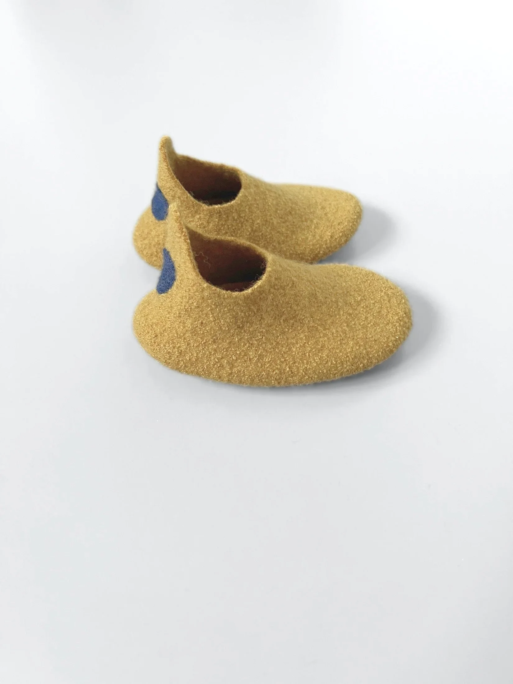 Boiled Repurposed Wool Slippers in Dark Mustard