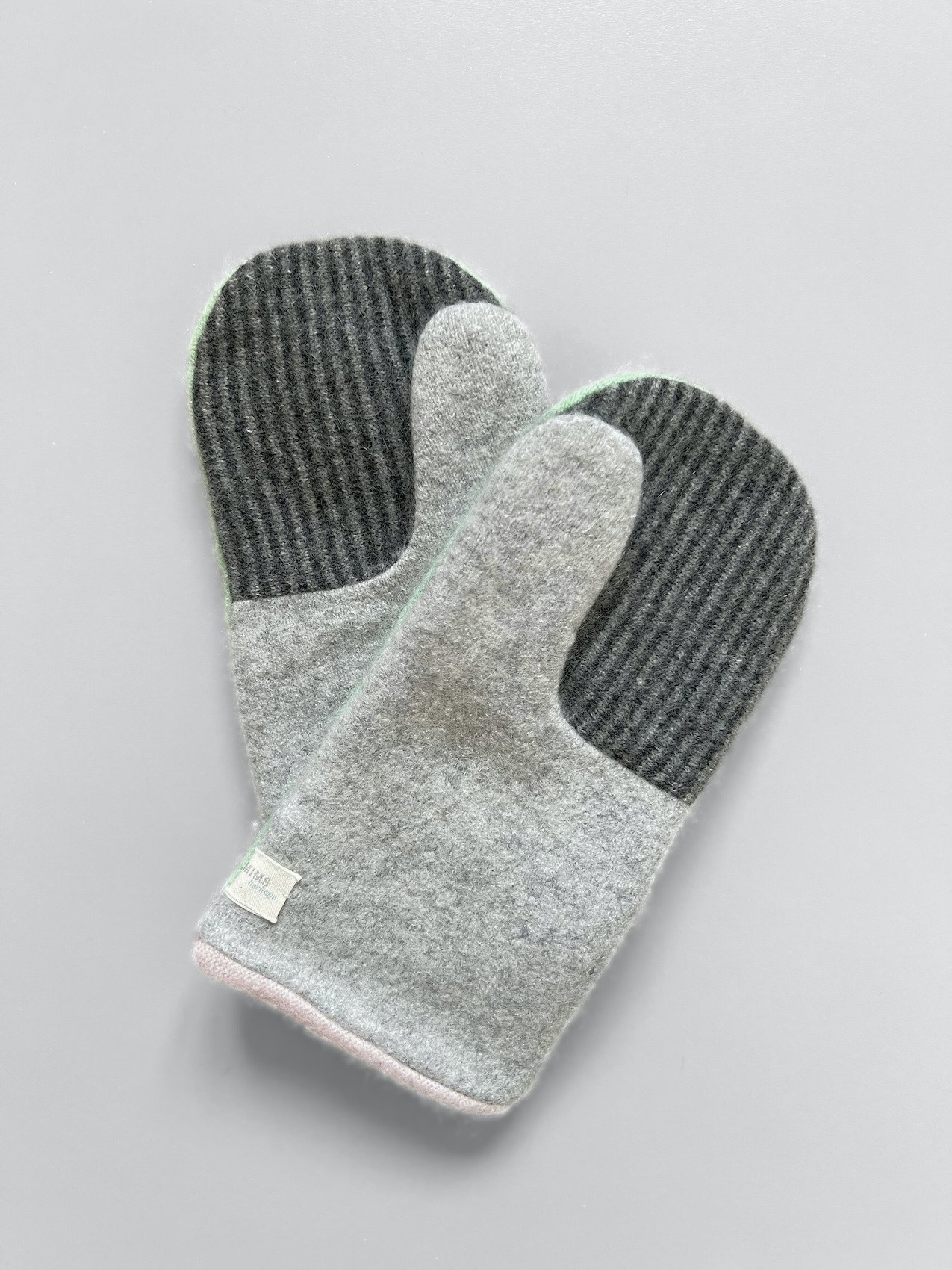 Repurposed reversible cashmere kids mittens.