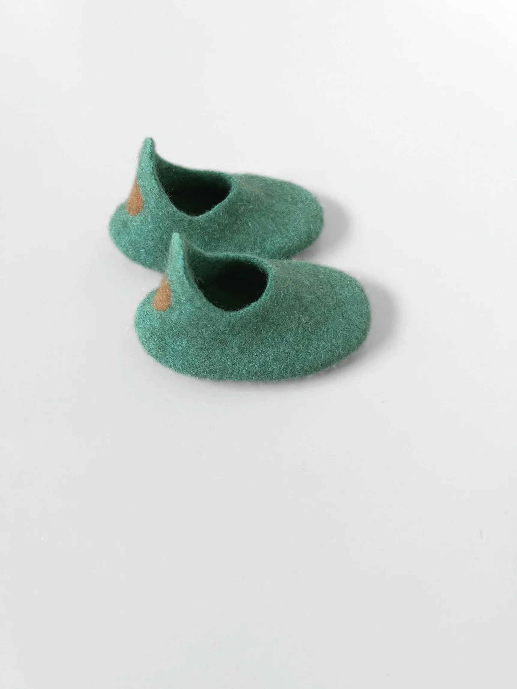 Boiled Repurposed Wool Slippers in Aqua