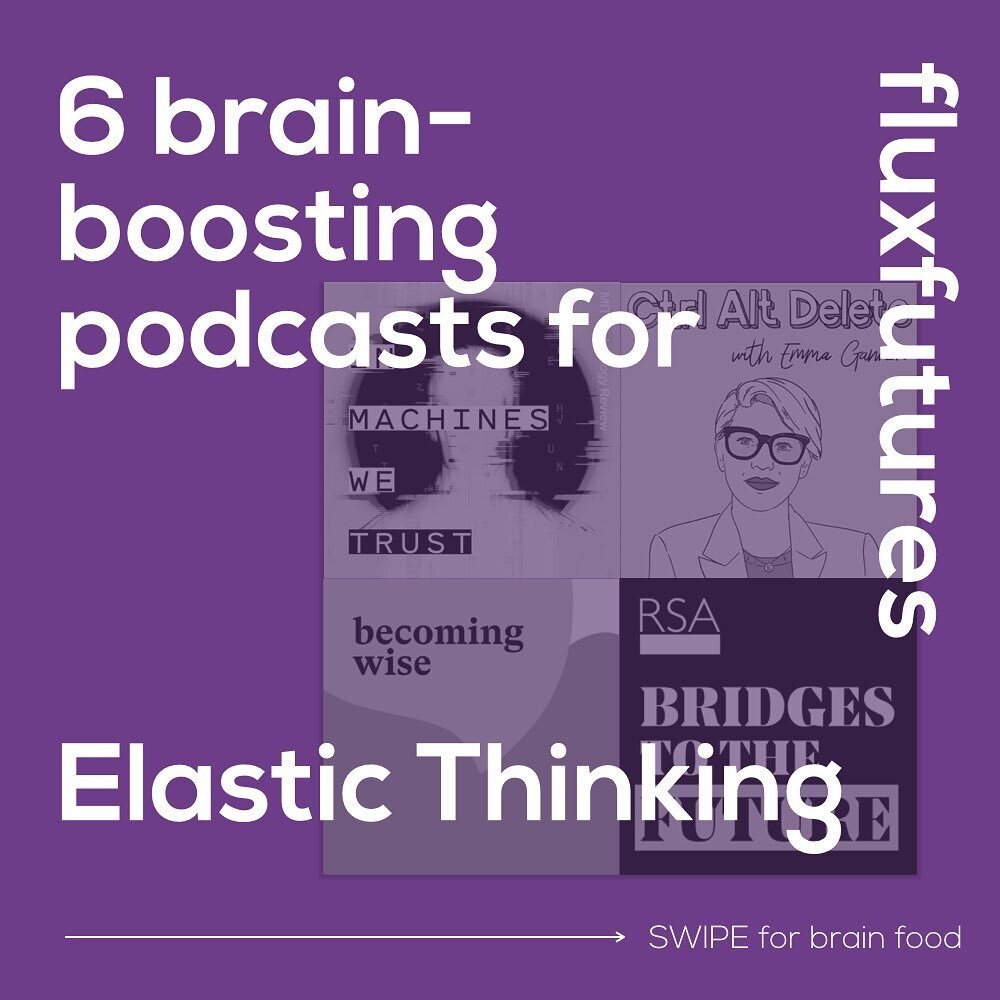 6 brain-boosting podcasts for ELASTIC THINKING 🥬🧠
.
We&rsquo;re a curious bunch and love to feed our minds with nourishing soundbites.
.
Some of our current favourites: 
.
1. Bridges to the Future &ndash; The RSA
Check out episode; &ldquo;What is f
