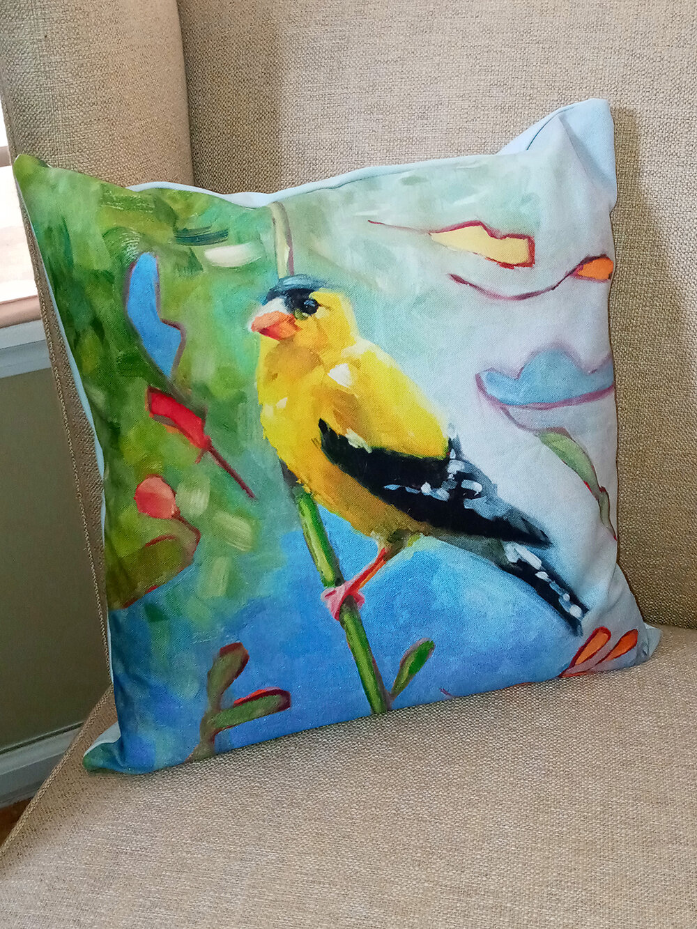 Goldfinchy Canvas Pillow
