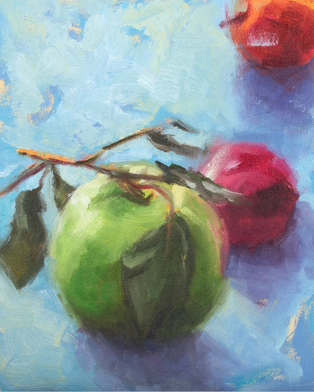 It&rsquo;s time for City Art&rsquo;s summer show at Coral Bay Club- but this summer, the party is in Greenville at the gallery and online. Check out the beautiful pieces available (including this gem!) This is Orchard Day, 10&rdquo; x 10&rdquo; oil o