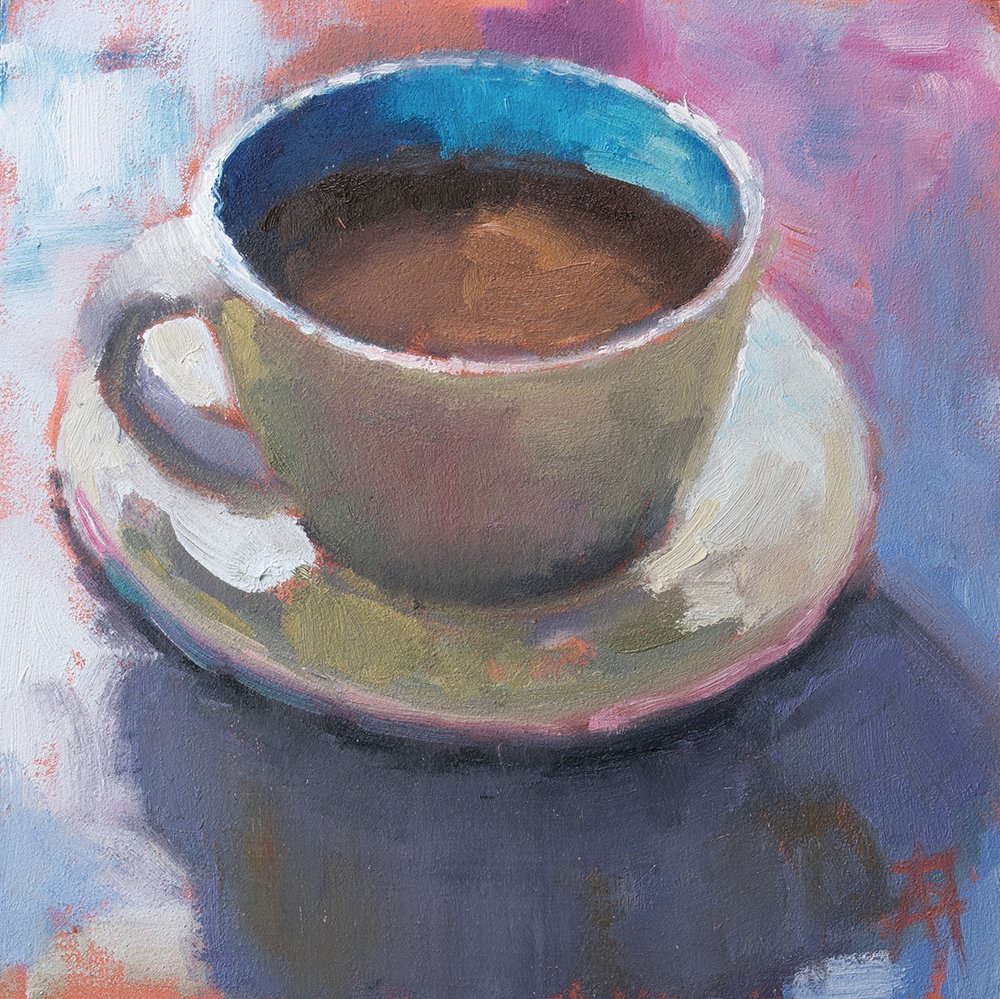 Coffee mug in sunlit room  Andie Freeman / Contemporary Oil Paintings/  Raleigh, NC