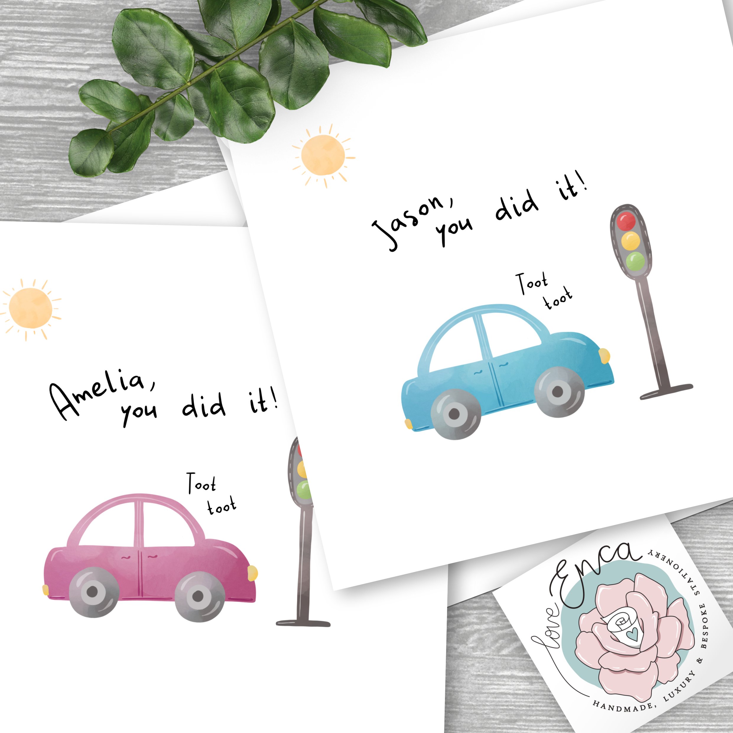 Driving Test Pass - New Driver - Passed Driving Test - Cartoon Style Toot Toot - Personalised Cards.jpg