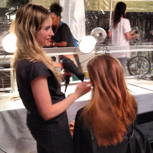 Hair Stylist Lisa Weller working at Fashion Week