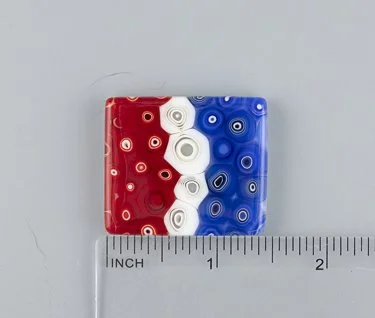 Beau Verre Art Red, White & Blue Fused Glass Needle Minder
