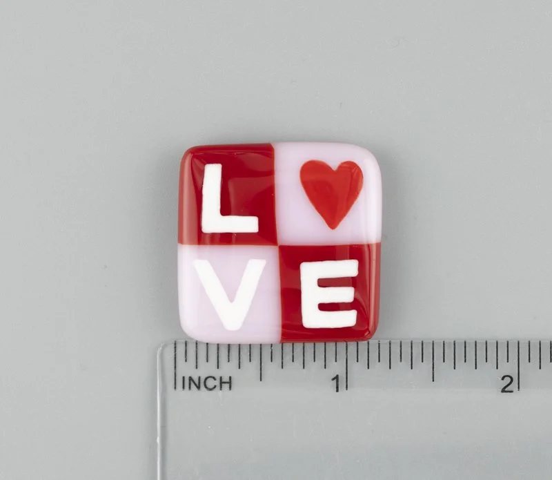 Beau Verre Art LOVE Fused Glass Needle Minder