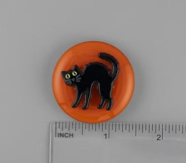 Beau Verre Art Fraidy Cat Fused Glass Needle Minder