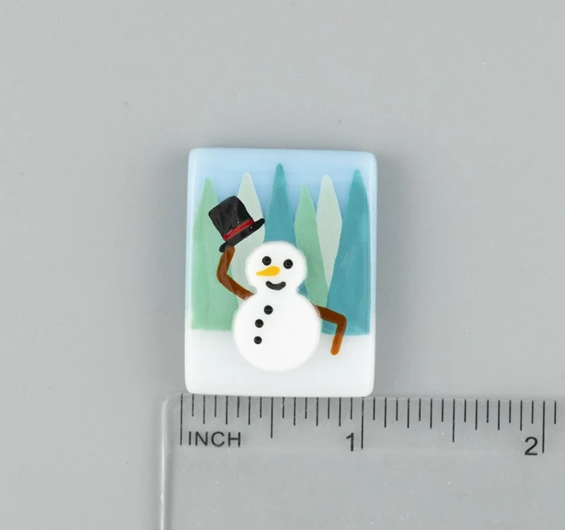 Beau Verre Art Snowman Fused Glass Needle Minder