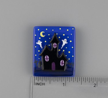 Beau Verre Art Haunted House Fused Glass Needle Minder