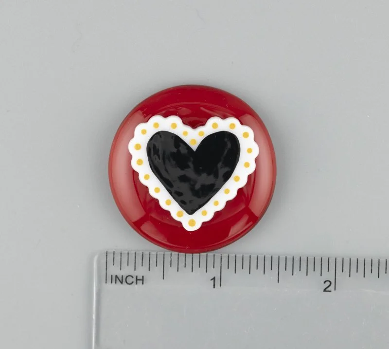 Beau Verre Art Black Heart Fused Glass Needle Minder