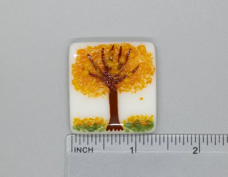 Autumn Tree Fused Glass Needle Minder