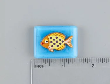 Beau Verre Art Funky Fish Fused Glass Needle Minder