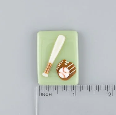 Beau Verre Art Baseball Bat Fused Glass Needle Minder