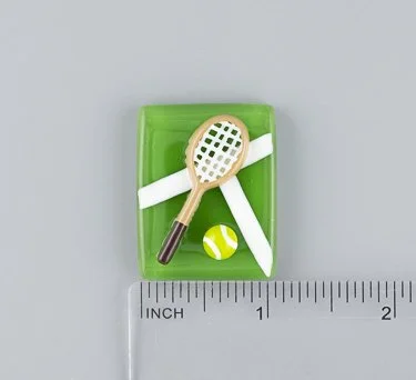 Beau Verre Art Tennis Racket Fused Glass Needle Minder