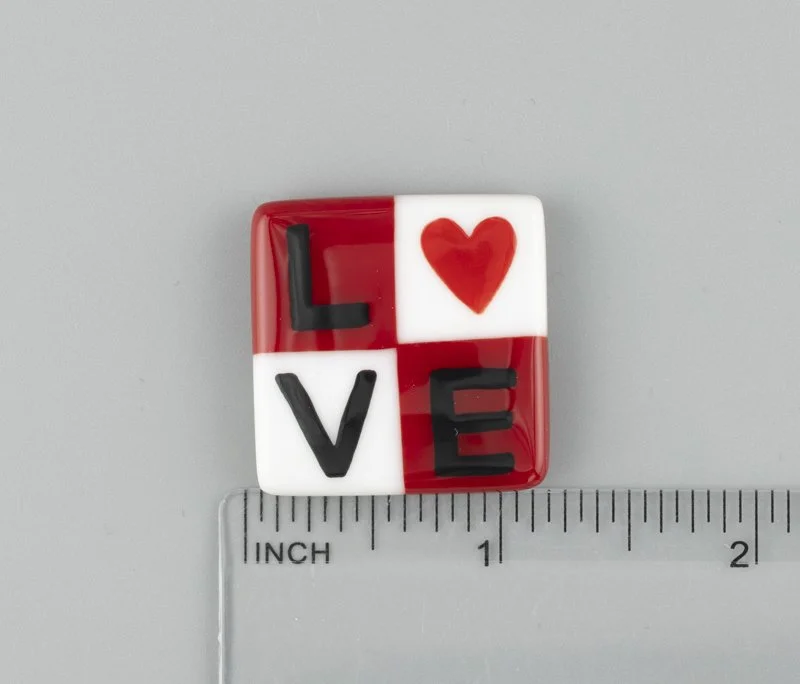 Beau Verre Art LOVE Fused Glass Needle Minder