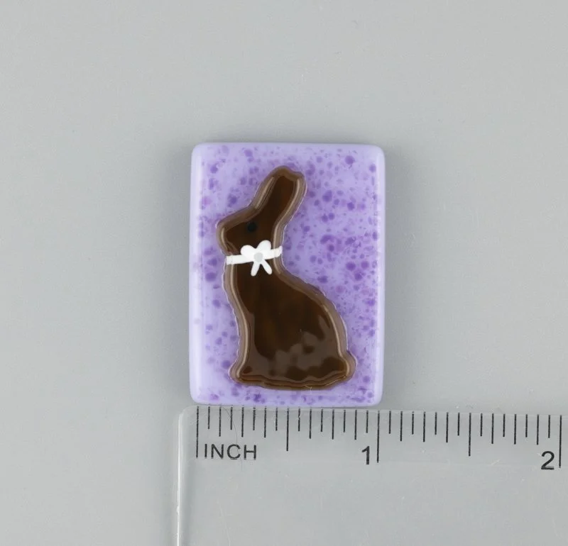 Chocolate Bunny Fused Glass Needle Minder