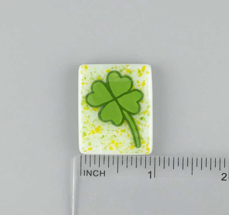 Painted Shamrock Fused Glass Needle Minder
