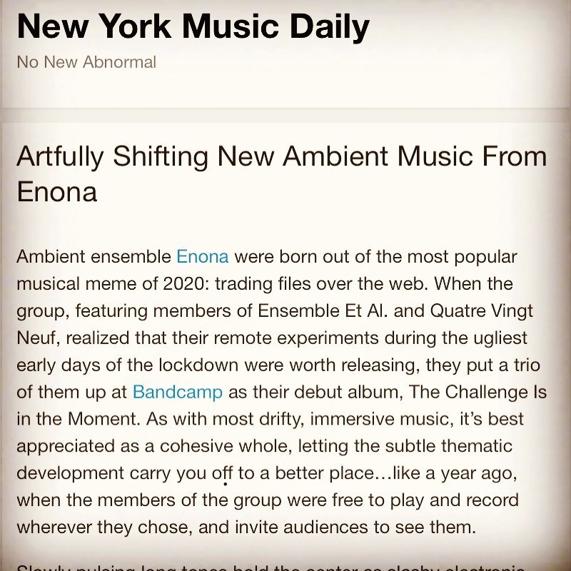&ldquo;The Challenge is in the Moment&rdquo; drops tomorrow!  https://newyorkmusicdaily.wordpress.com/2021/02/14/enona/