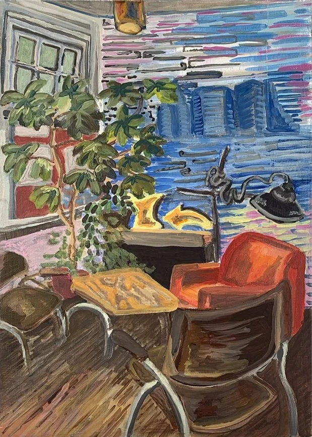 NorthLoop Coffee Shop, 2020, 
Oil on Wood Panel, 12" x 18" 