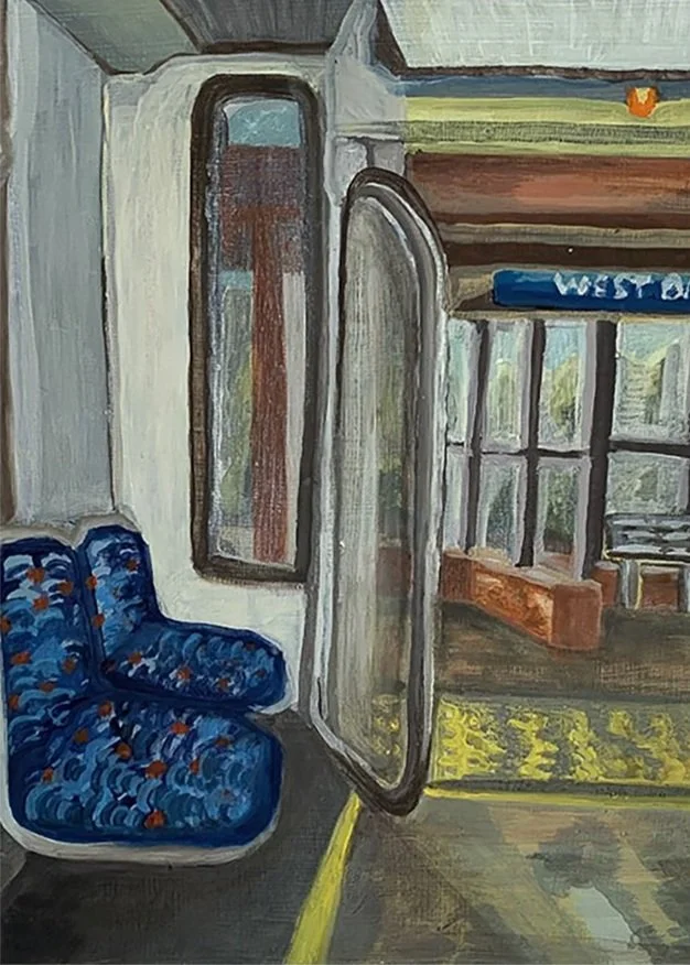 West Bank Station 
Oil on Wood Panel, 2020, 
15" x 10.5" 