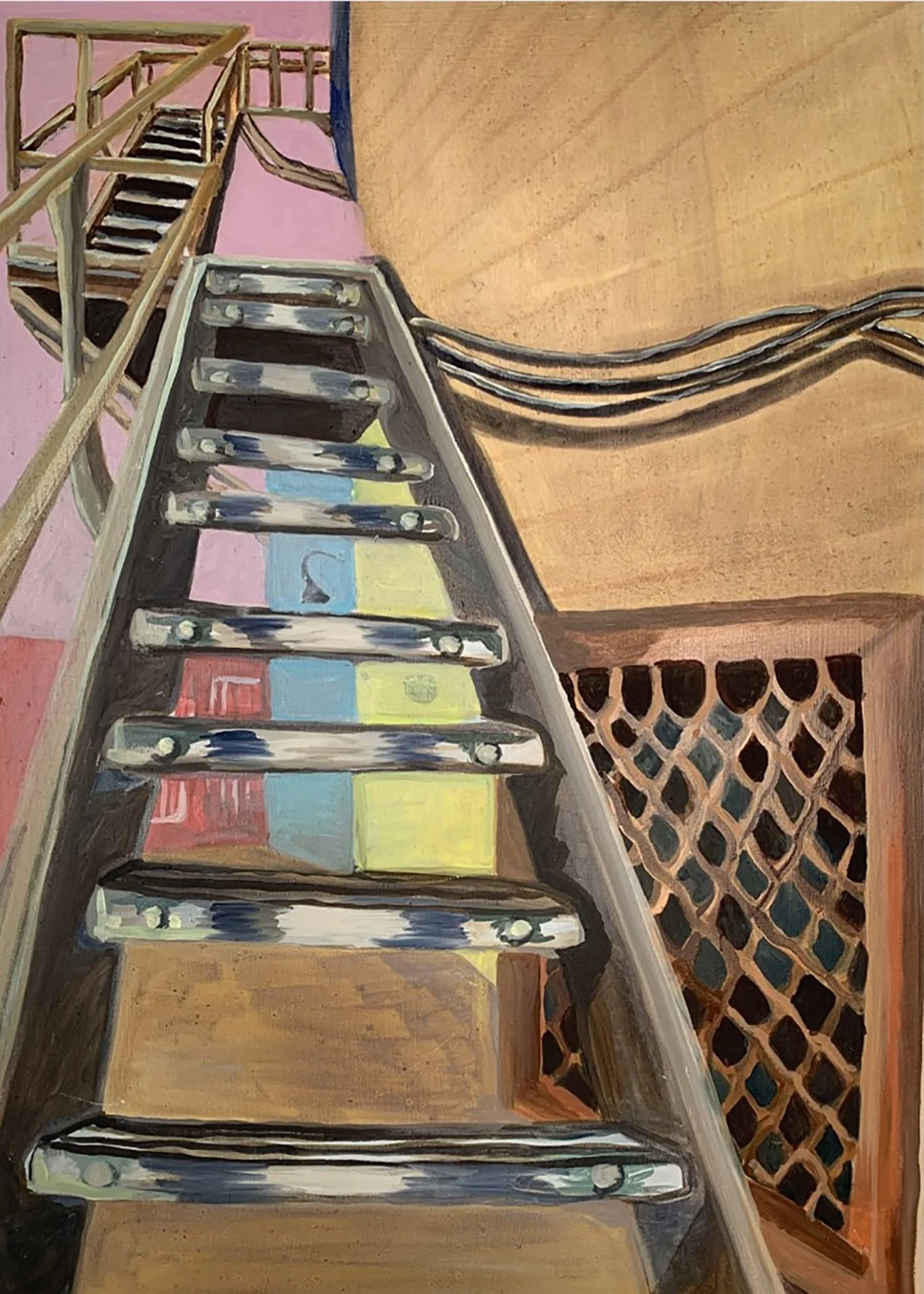 Fire Escape
Oil on Wood Panel, 2020 
31.5" x 23" 