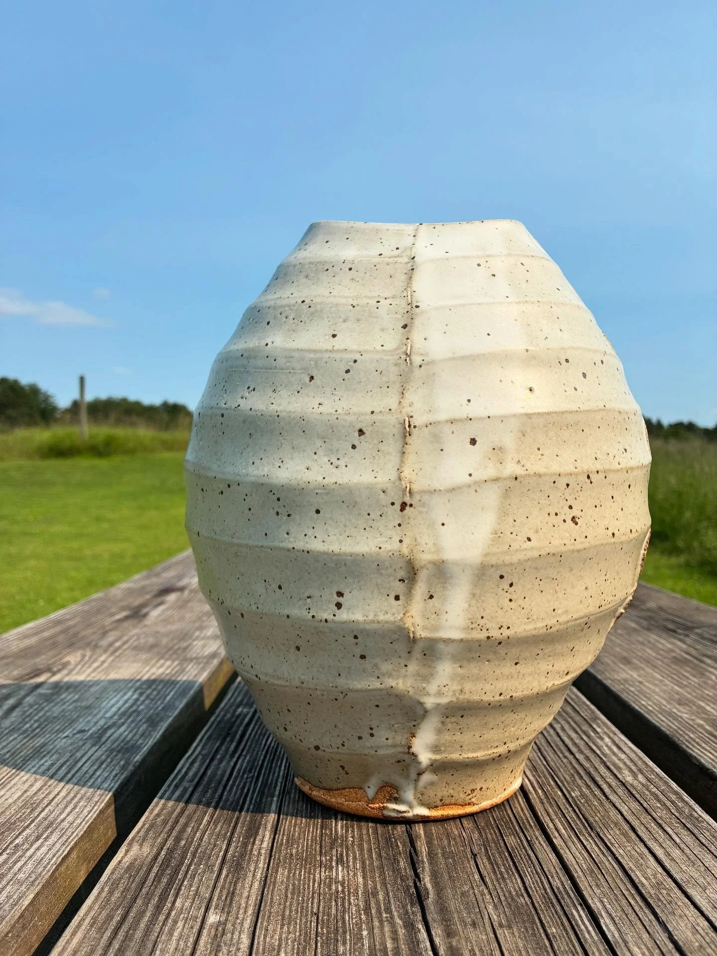 Another ribbed vase. 

Join me at @guillermopottery&rsquo;s studio with @alanacuellar, Willem Gebben, @millerialc, and @peterpaulpottery September 19-21 for a fall sale! There will be jewelry by @tangled.antlers and textiles by @art_andes too. 

Save