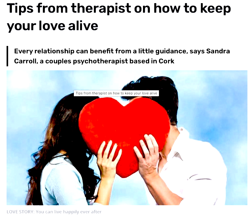 Sandra Carroll Couples Therapist and Marriage Counsellor featured in The Echo newspaper article.