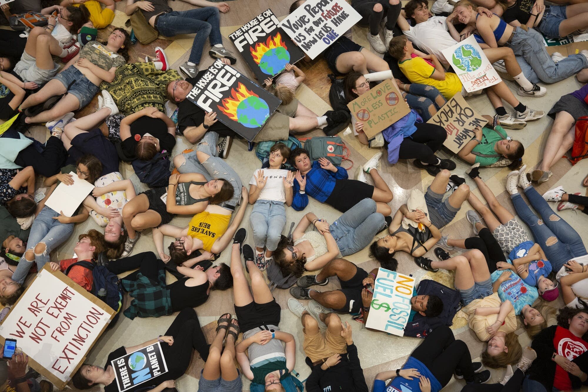  A couple thousand protestors, largely made up of teens and young adults, take part in the Minnesota Youth Climate Strike at the Minnesota State Capitol in St. Paul. 