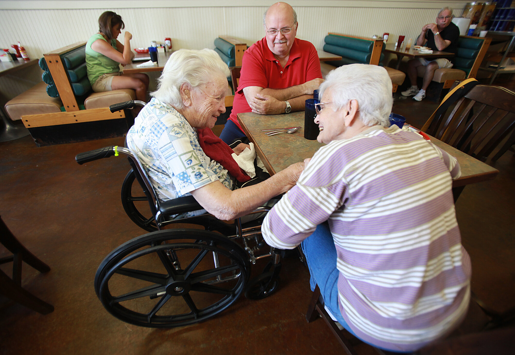  Maddie and Elizabeth catch up on gossip and share memories during lunch in Youngville.  Elizabeth took a rare trip out of town to visit her longtime friend with Danny, who tries to get Elizabeth out of the house whenever she feels up to it. 