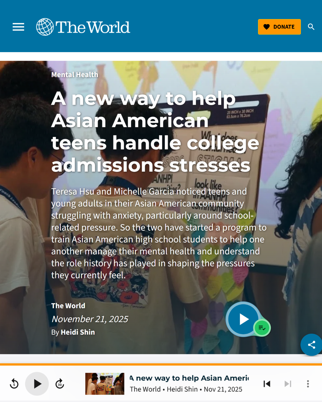  The World  
   
 
"A New Way to Help Asian American Teens Handle College Admissions Stresses"
   
  - 11/21/2025
