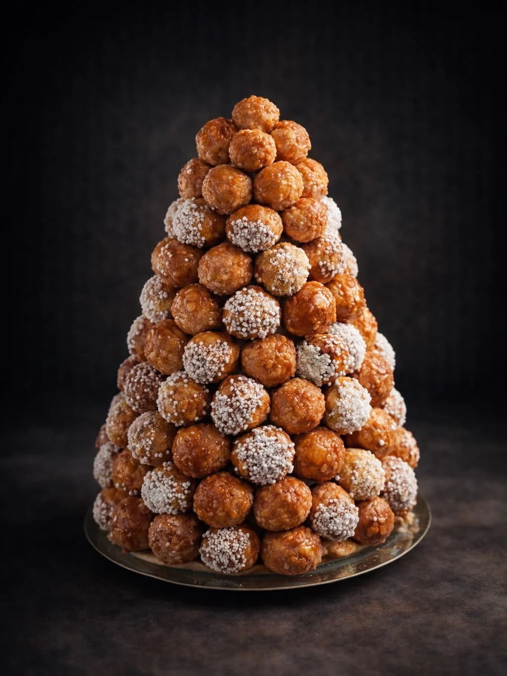 FR/EN. Le croquembouche &mdash; une pi&egrave;ce mont&eacute;e l&eacute;gendaire

Le croquembouche est un dessert fran&ccedil;ais iconique, fait de choux garnis, empil&eacute;s en c&ocirc;ne et li&eacute;s au caramel. Son nom signifie litt&eacute;ral