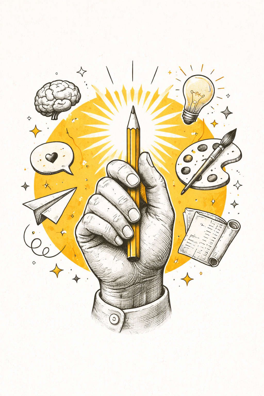 Imagen conceptual del mentoring y la creatividad como procesos de desarrollo personal y acompañamiento profesional