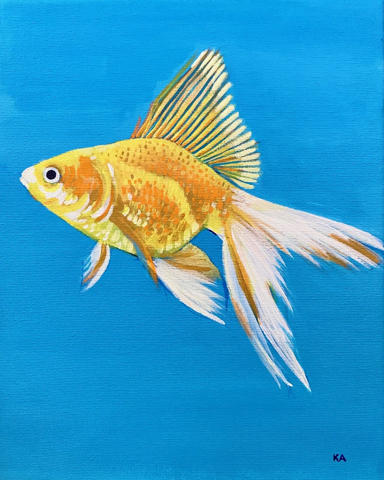 “A Goldfish” SOLD, Acrylic on Canvas 8x10