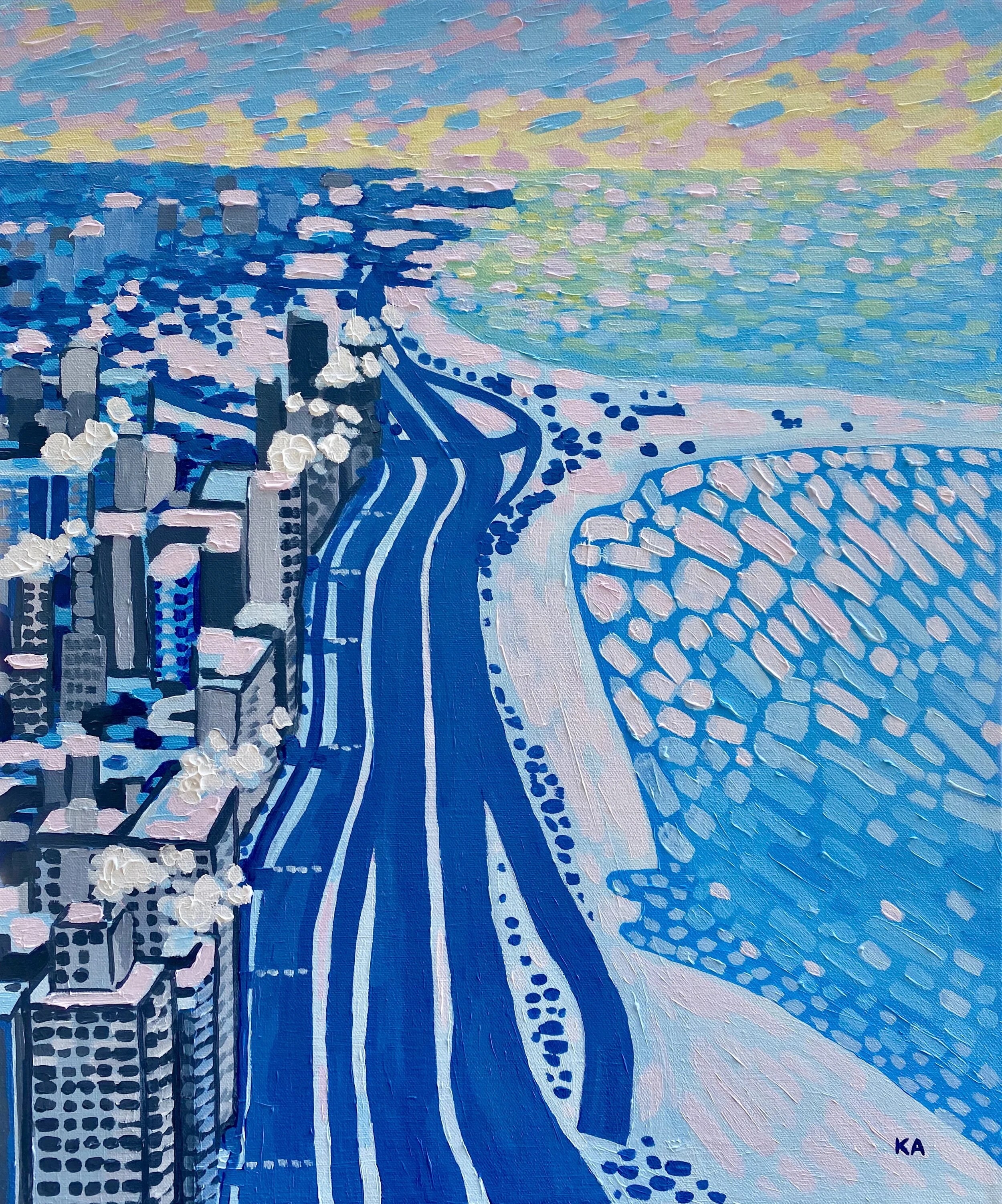 “Lakeshore Drive: Winter”, Acrylic on Canvas, 20x24, $1000