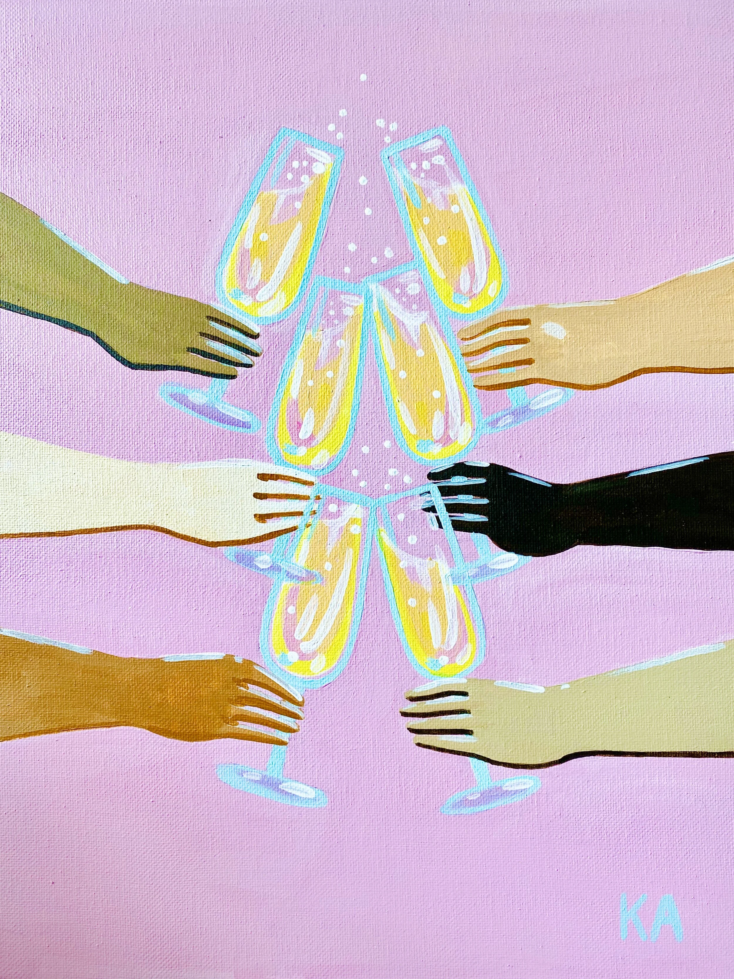 “Champagne Social”, Acrylic on Canvas, 11x14, $250