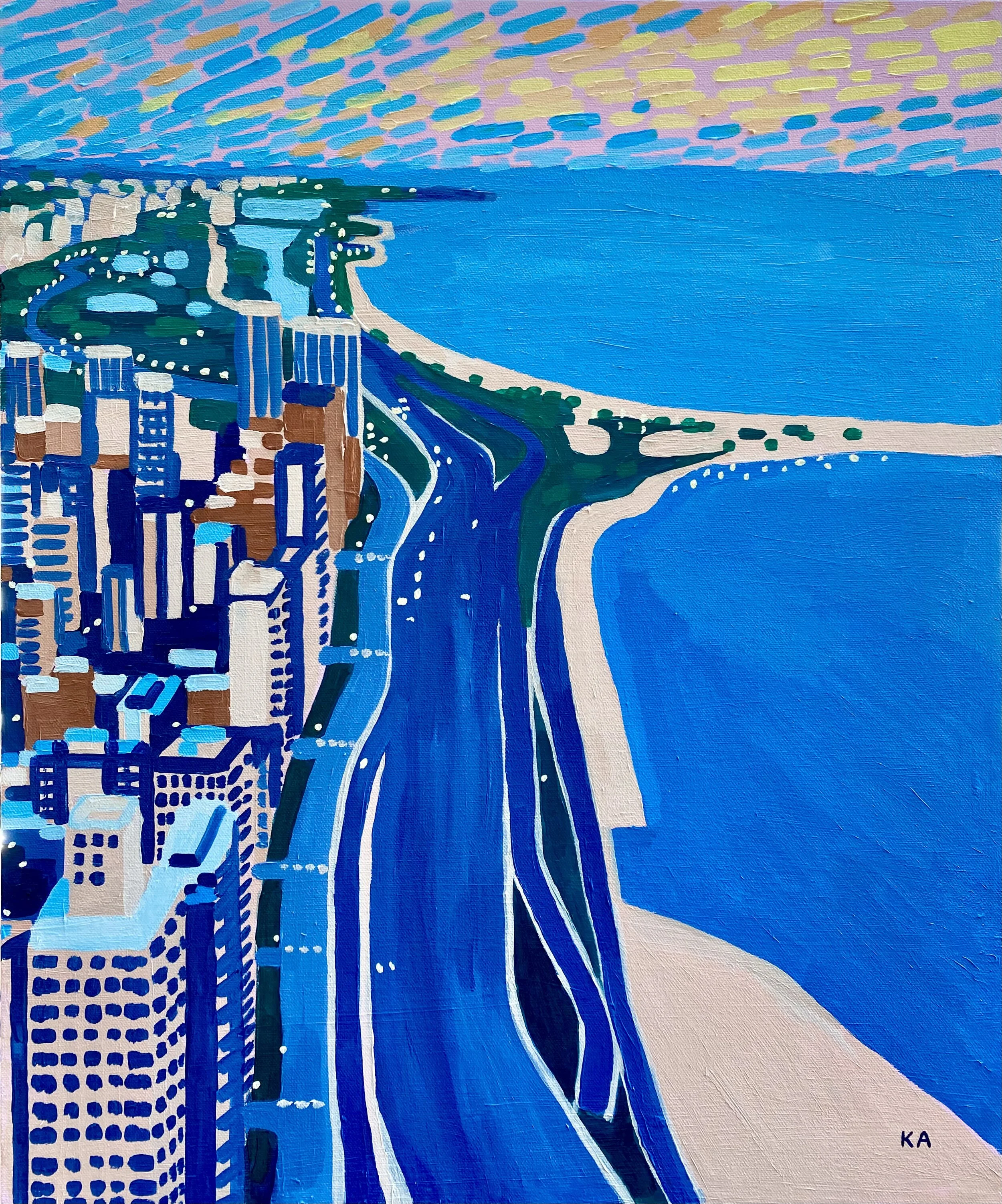  “Lakeshore Drive: Summer”, Acrylic on Canvas, 20x24, $1000 
