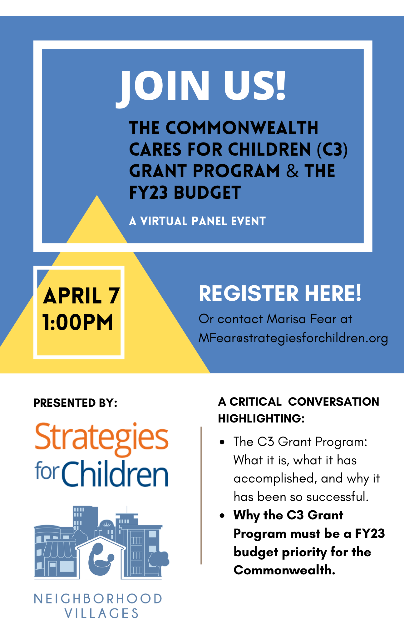 The Commonwealth Cares for Children (C3) Grant Program & The FY23 Budget