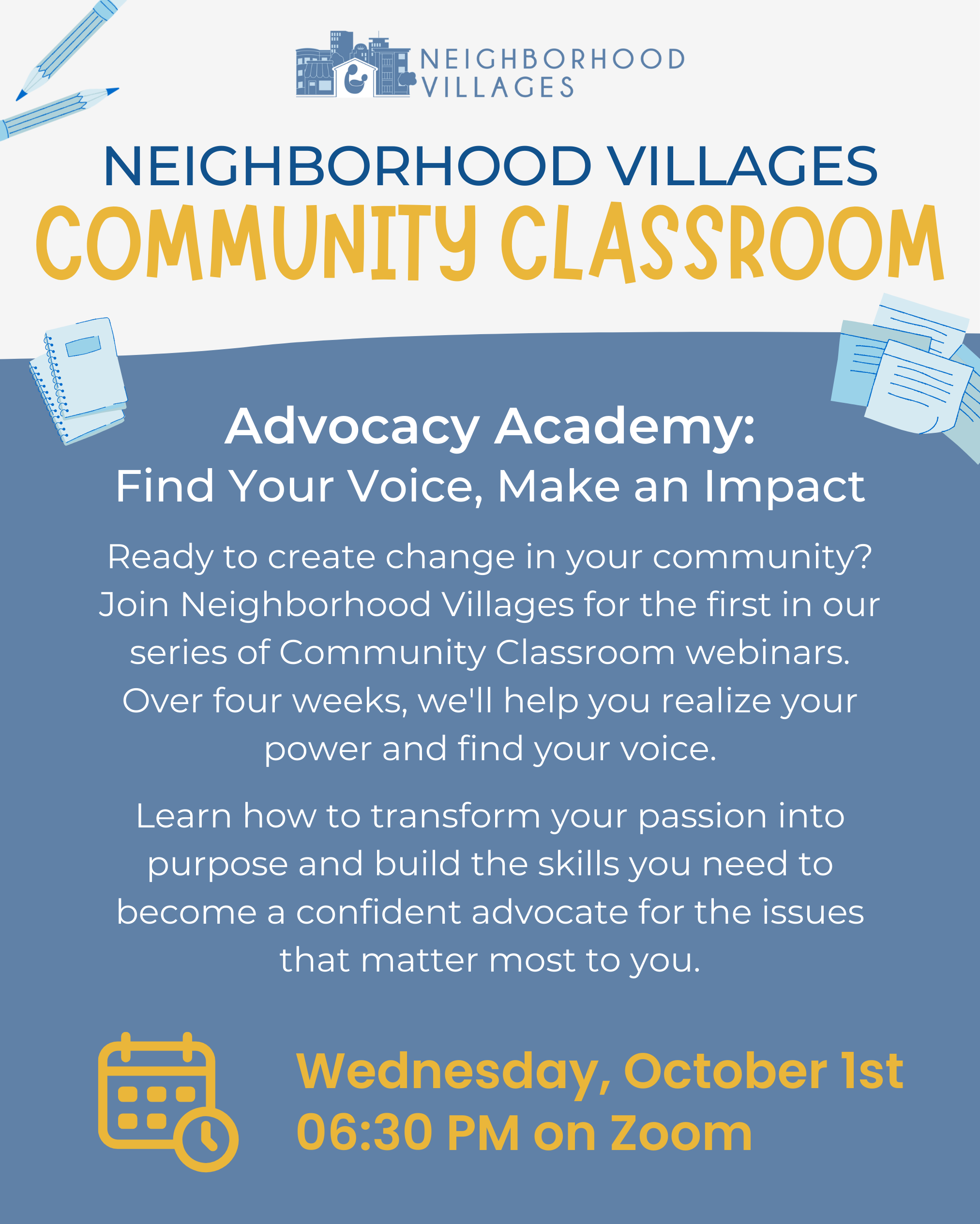 October 1: Community Classroom #1