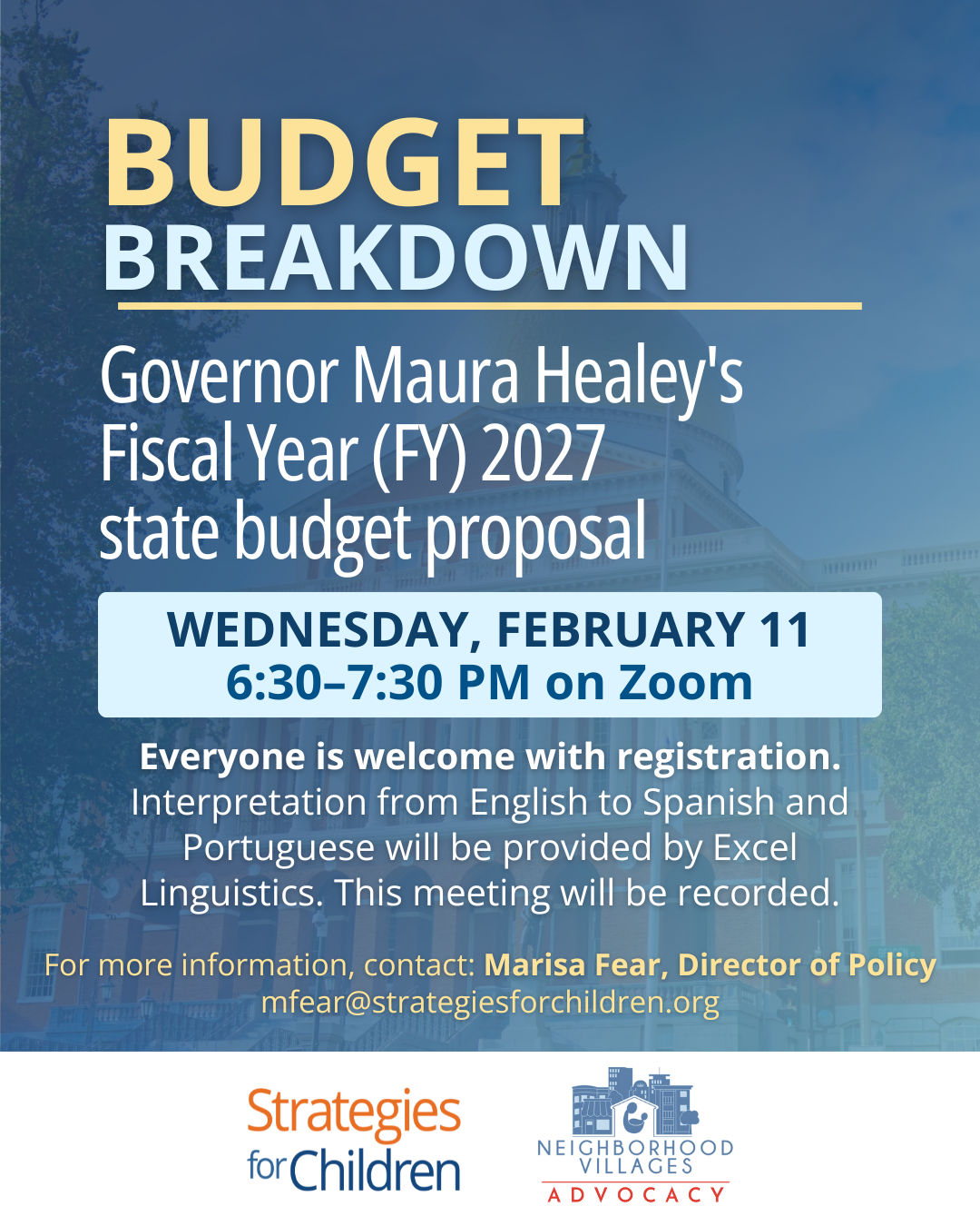 Budget Breakdown: Governor Maura Healey's Fiscal Year (FY) 2027 State Budget Proposal