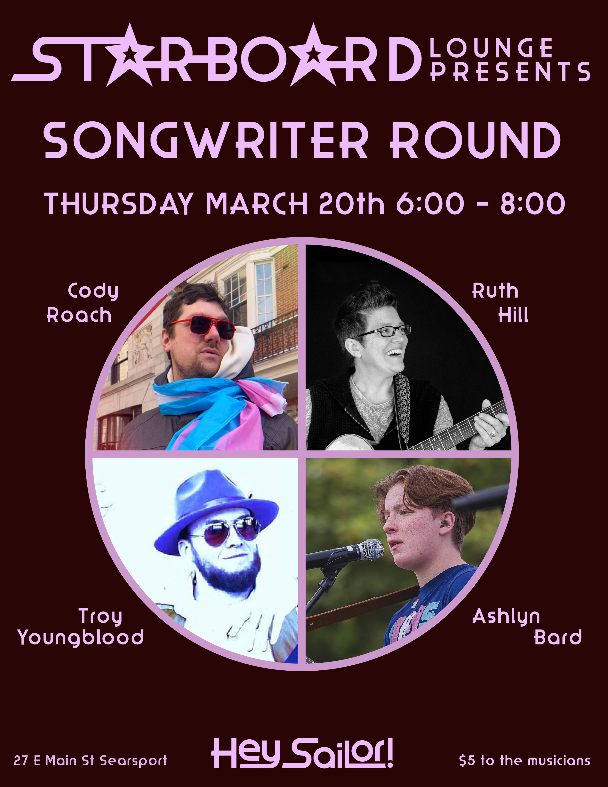 Songwriter Round with Sara Trunzo and Guests Ruth Hill, Troy Youngblood ...