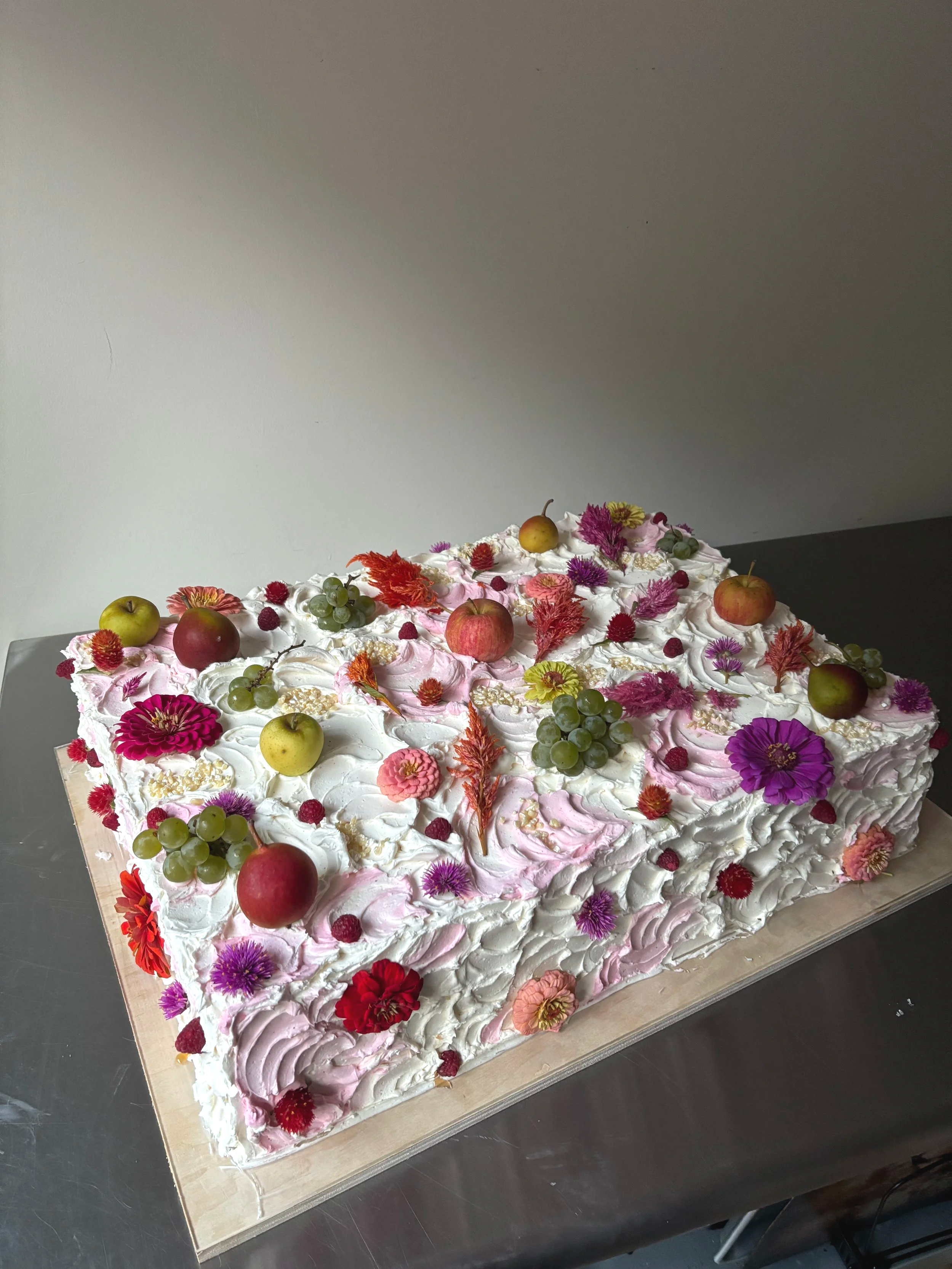 H & J   gluten free apple caraway cake / spiced apple compote / tahini caramel / brown butter tonka bean buttercream